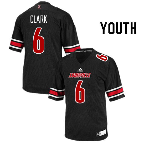 Youth #6 Stanquan Clark Louisville Cardinals College Football Jerseys Stitched Sale-Black - Click Image to Close